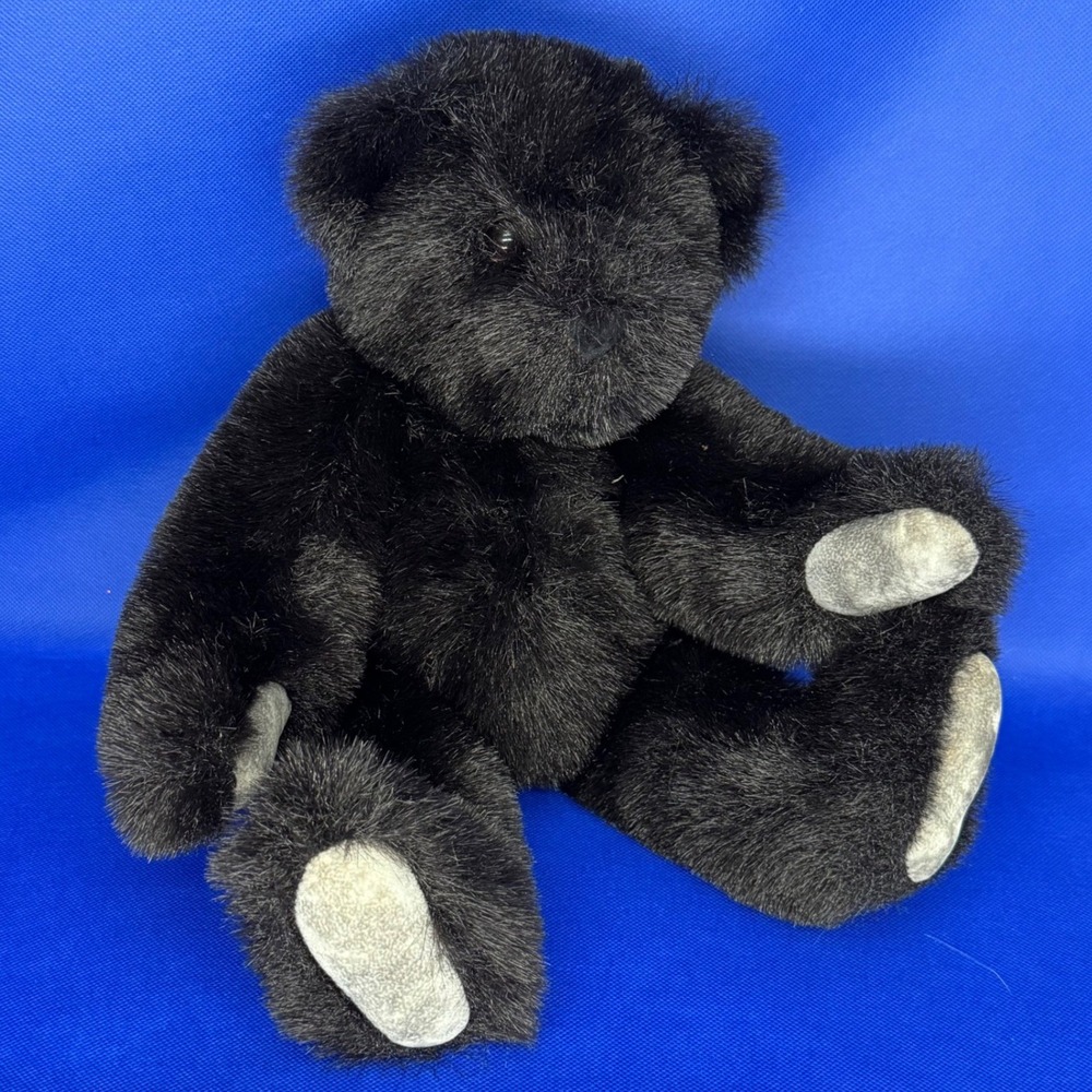 Vermont Teddy Bear Co 1994 Vintage Black Plush Stuffed Animal USA Cabin Nursery